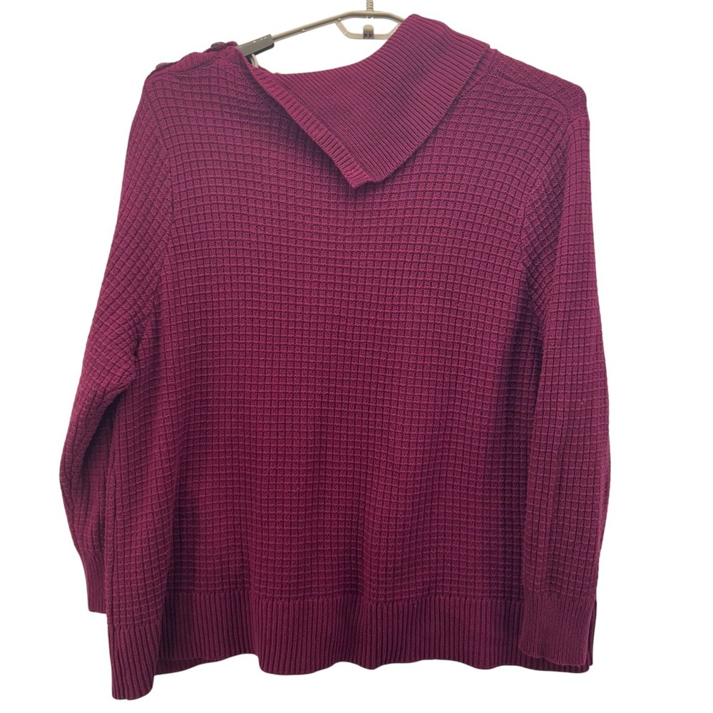 Woman Within Womans Sweater Size 3X Magenta Chunky Warm Comfy Cozy Fall Oversize